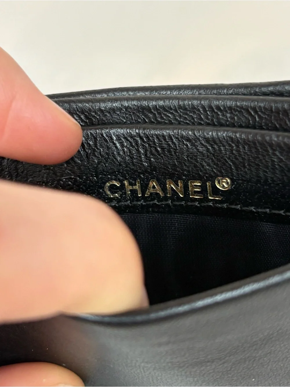 CHANEL Black Leather Card Holder